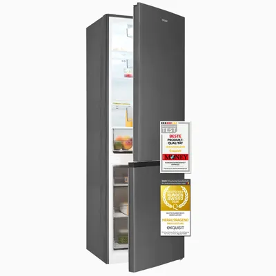 Produktbild von Exquisit Kühl-Gefrierkombination 400 l No Frost | Freistehend | Energieklasse D | 37 dB | 186 cm | KGC5400-130-NF-040D inoxlook-az | Inoxlook