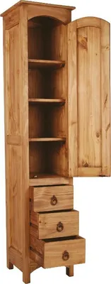 Produktbild von MiaMöbel Hochschrank Mexico Möbel 35x160x35 cm Landhausstil Massivholz Pinie Honig