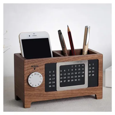 Image de Porte-stylos en bois créatif avec 2 compartiments