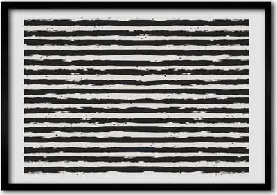 Produktbild von Bild - Bilder - Bilderrahmen - 70 cm x 50 cm - MDF-Rahmen, Wandkunst Schwarzweiss-Streifen