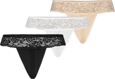 Produktbild von Teyli 3er Pack: Damen Tanga mit floraler Spitze Comfo Female 318-3_bl-wh-be mehrfarbig XL