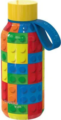 Produktbild von Quokka Kids Solid, Edelstahlflasche / Thermoskanne mit Schleife Color Bricks, 330ml, 40143