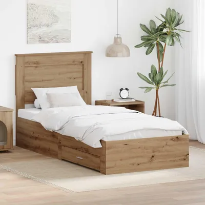 Image de Maison Exclusive - Cadre de lit Artisan en chêne 100 x 200 cm Matériau dérivé du bois