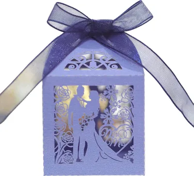 Produktbild von 50pcs Hochzeit Paar Süßigkeiten Boxen, Laser Cut Hochzeit Party Favor Box Süßigkeiten Tasche Schokolade Geschenk-Boxen