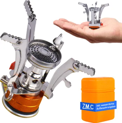 Produktbild von ZMC Mini Kartuschenkocher, transportabler Campingkocher, 1-flammig Gaskocher 3200W, inkl. Aufbewahrungsbox, mit Piezo-Zündung, ohne Gaskartuschen