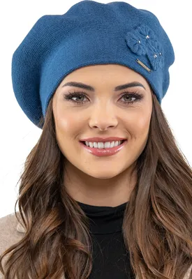 Produktbild von Vivisence Damen Baskenmütze mit Wollzusatz - Warme klassisch Mütze Damen Stilvolle Wintermütze für Frauen - Strickmützen an winter herbst - Blau
