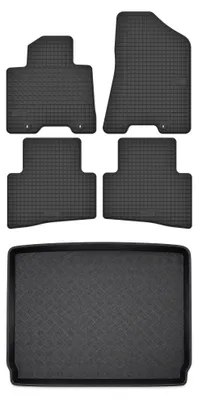 Productafbeelding van Rubberen automatten + kofferbakmat voor Hyundai Tucson III 2018-2020 (SUV) – 5-delig, zwart, op maat – Wielganizator