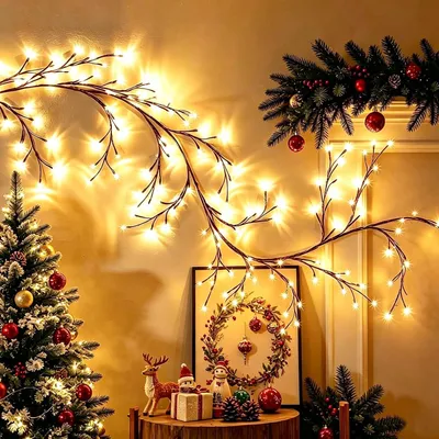 Produktbild von Weidenranken-Lichterkette – 144 LED, flexible, künstliche Baumzweige – LED-Baumlampe, dekorative Beleuchtung