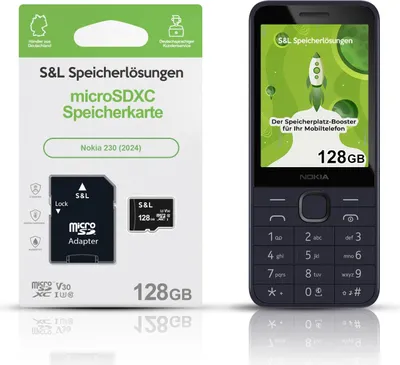 Produktbild von microSD Speicherkarte S&L für Nokia 230 (2024) - Speicherkapazität: 128 GB