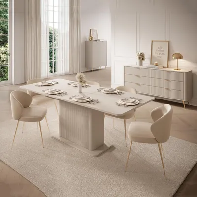 Immagine prodotto di Kariteni - Tavolo Allungabile, 160x90x75h cm Beige, 8 Posti