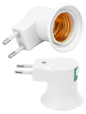 Obrázok produktu pre 2-dielny adaptér pätice žiarovky E27 s vypínačom, PVC skrutkovateľná pätica