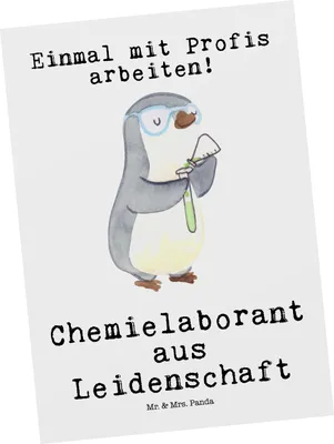 Produktbild von Mr. & Mrs. Panda Ansichtskarte Chemielaborant Leidenschaft - Weiß - Geschenk, Ansichtskarten, Forschung, Postkarten, bildkarte, Spruch, Studium, Grußkarte, Postkarte