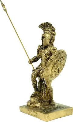 Produktbild von Alabaster Deko Figur Kriegsgott Ares mit Schwert und Schild 23 cm Skulptur gold