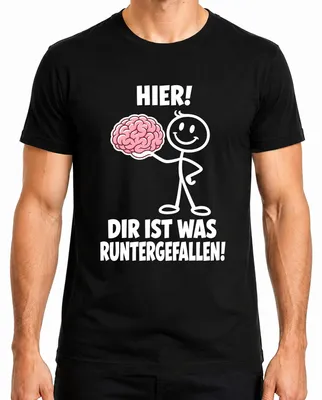 Imagen del producto de ¡Aquí! ¡Se te cayó algo! Camiseta negra para hombre con el texto "Cerebro: Declaración sarcástica", talla M