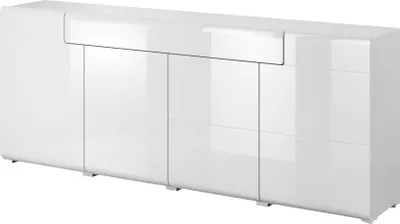 Zdjęcie produktu dla Komoda TOLEDO Szerokość 208 cm Biały laminat / biały połysk Helvetia Meble 2498DW25
