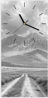 Produktbild von Wanduhr aus Glas mit Motiv Berglandschaft Weg- 30 x 60 cm - inkl. Aufhängesystem