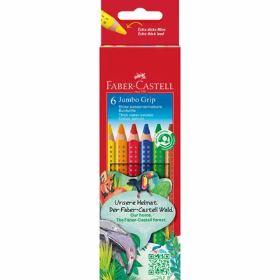 Productafbeelding van FABER-CASTELL 110906 Buntstiften Jumbo GRIP - 6 verschillende kleuren, in een kartonnen doos
