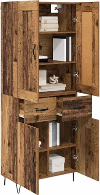Image de vidaXL Highboard vieux bois 69,5 x 34 x 180 cm Bois composite