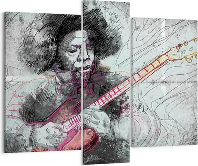 Produktbild von Bild auf Leinwand - Leinwandbild - Lied Gitarre Künstler Instrument - 95x80cm - Wand Bild - Wanddeko - Leinwanddruck - Bilder - Kunstdruck - Wanddekoration - Leinwand bilder - Wandkunst - CB95x80-2559