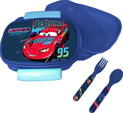 Produktbild von Cars Lightning Mc Queen Brotdose mit Besteck im Set,Blau
