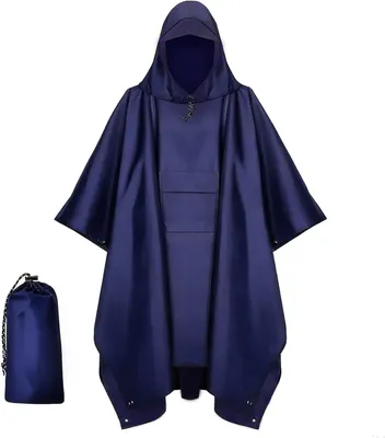 Produktbild von Tragbarer Regenmantel mit Kapuze, multifunktionaler, wiederverwendbarer Poncho für den Einsatz im Freien, für Picknicks, Wanderungen, Camping, Angeln, Jagd und Spaziergänge