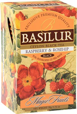 Zdjęcie produktu dla Basilur RASPBERRY & ROSEHIP herbata czarna DZIKA RÓŻA MALINA - 25x2g