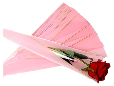 100 Blumenverpackungsbeutel, einzeln, rosa, 45 cm