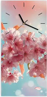 Produktbild von Wanduhr aus Glas mit Motiv Kirschblüte Himmel- 30 x 60 cm - inkl. Aufhängesystem
