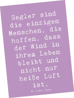 Produktbild von Mr. & Mrs. Panda Postkarte Spruch Segeln Lebenswind - Lavendeltraum - Geschenk, Naturgewalten, Sportart, Segeltörn, Sportler, Teamsport, Postkarten, Grußkarte, Geschenke