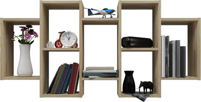 Obrázok produktu pre BDW, nástenná polica, závesná polica Bilbao,129,5x20x60, dekoratívna nástenná polica, dub Sonoma
