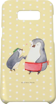 Produktbild von Mr. & Mrs. Panda Samsung Galaxy S8 plus Handyhülle  Pinguin mit Kind - Gelb Pastell - Geschenk, Muttertag, Vorbild Mama, Familie, Tochter, Handy, Cover, Mutter, Case