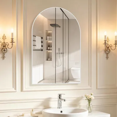 Immagine prodotto di Specchi a figura intera, 2 pezzi, 143,5 x 60 cm, vetro temperato senza cornice, colore bianco