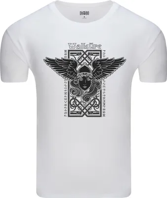 Produktbild von Diarbo Herren T-Shirt mit Wikinger Druck Walküre Weiß Gr.S