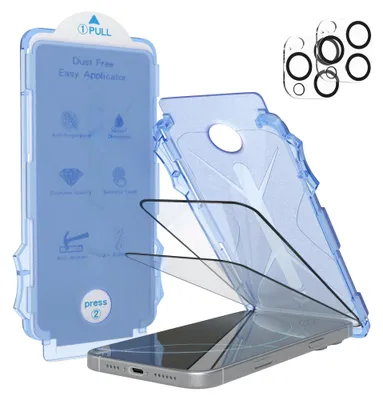 Produktbild von EAZY CASE - 2x Display Schutzglas kompatibel mit Apple iPhone 16 Pro Max, 2x Kameraschutz, Glasfolie als Schutz, Blasenfrei Transparent