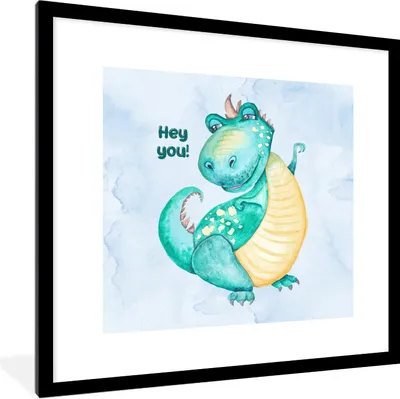 Produktbild von MuchoWow® Gerahmtes Poster Dinosaurier - Zitate - Kinderzimmer - Jungen - Mädchen - Kinder 40x40 cm - Poster mit Schwarzem Bilderrahmen Wandposter Rahmen Foto Bilder - Poster - Plakat im Rahmen