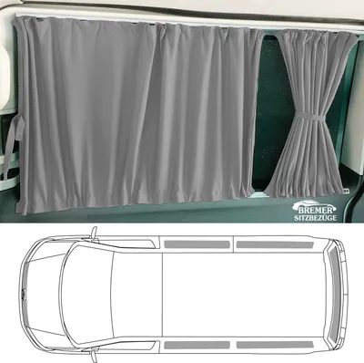 Image de BREMER SITZBEZÜGE mesure rideaux pour VW T5 T6 T6.1 Transporter court avec hayon (715) en gris
