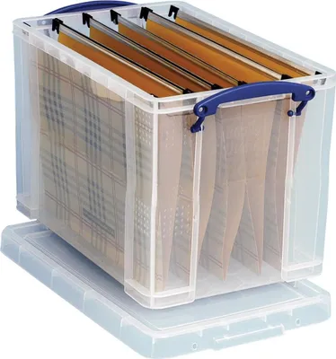 Produktbild von Really Useful Box - Box Aufbewahrungsbox 19 Liter Hängeregistraturkoffer inklusive 10 Hängeregistraturen, transparent