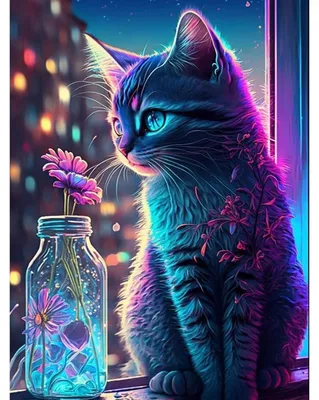 Image de Kit de peinture diamant "Chat", 5D, dimensions 30x40 cm