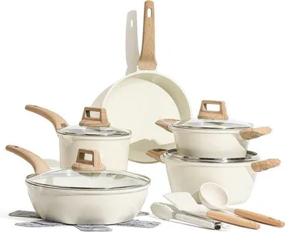 Productafbeelding van Famanu pannenset, 14-delig - 24/28 cm - 18/20/24 cm kookpannen met deksel en keukengerei