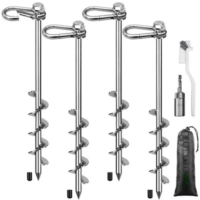 Immagine prodotto di TRANKIELO® - Set di 4 ancoraggi per trampolino – robusti ancoraggi da terra – acciaio resistente alla ruggine – ideali per l'ancoraggio di tende e trampolini