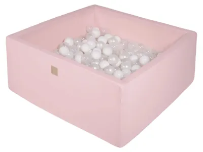 Image de Piscine à balles carrée rose avec balles Blanc / Transparent / Perle blanche