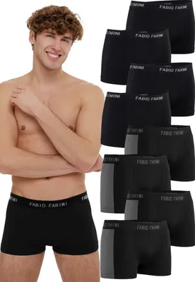 Produktbild von Fabio Farini - 8 Stück Herren Unterhosen - Männer Retroshorts aus weicher Microfaser im sportlichen Look mit Logoschriftzug