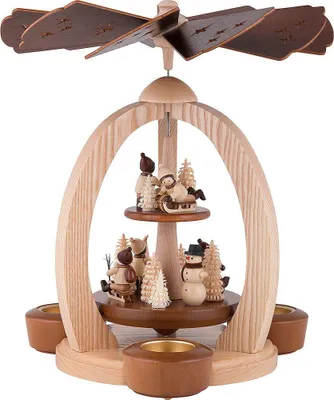 Produktbild von 2-stöckige Pyramide Winterkinder natur (30cm) von HoDreWa Legler