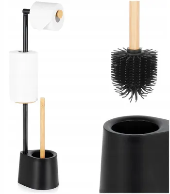Produktbild von Vilde WC-Papierhalter mit Bürste Schwarz 66 cm