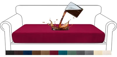 Productafbeelding van Kussenhoes voor een driezitterbank, wijnrood, waterdicht, jacquard, stretch