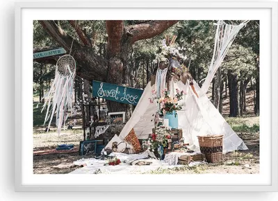 Produktbild von Gerahmtes Poster - Weißer Rahmen - Jungvermählten Liebe Landschaft - 70x50 cm - Wand Bild - Wanddeko - Wandbilder - Kunstposter - Wandposter - Bilderrahmen - Bilder - Kunstdruck - P2WAA70x50-4642