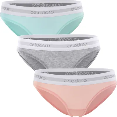 Produktbild von Celodoro Damen Bikini Slip mit Webgummi-Bund (3er Pack) Sport Slip - Pastell Mix L
