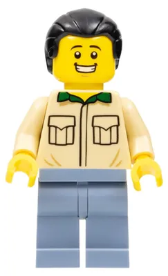 Produktbild von LEGO Minifigur Male, Tan Shirt, Sand Blue Legs, Black Ponytail Hair (bdp031)