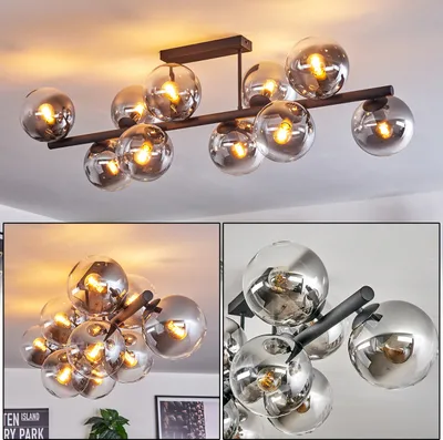 Produktbild von Fossobiubo Deckenlampe aus Metall/Glas in Schwarz/Rauchfarben/Klar