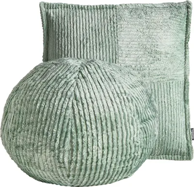 Produktbild von BELIANI Dekokissen 2er Set Grün Cordbezug mit Füllung 45x45 cm u. ⌀ 30 cm Moderne Sofakissen Zierkissen für Wohnzimmer Schlafzimmer Deko